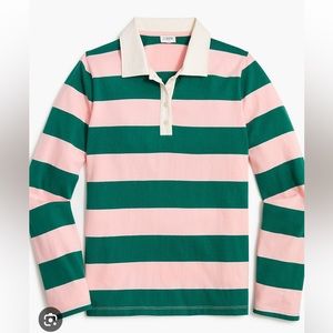 J. Crew Women’s  Pink & Green Long Sleeve Rugby Lightly Worn Sz S